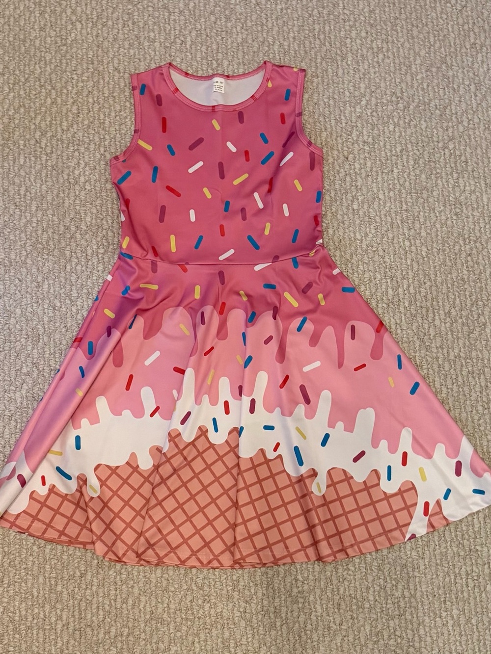 Pink Sprinkles Ice Cream Cone Fit & Flare Kids Dress